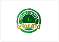 A green business certified seal.