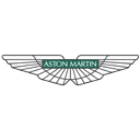 A green and white logo of aston martin