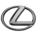 A silver lexus logo on top of a black background.