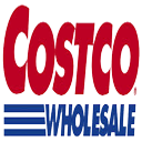 A red and blue costco logo on top of a black background.
