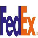 A fedex logo is shown in blue and orange.